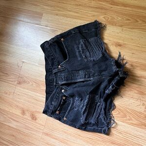 Black Distressed Levi Shorts